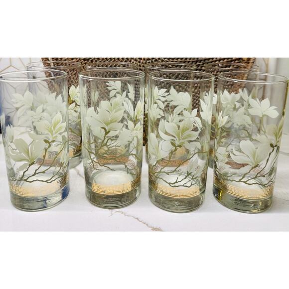 Libbey Glass Company Golden Lotus Glasses | Set of 8 - Picture 2 of 7